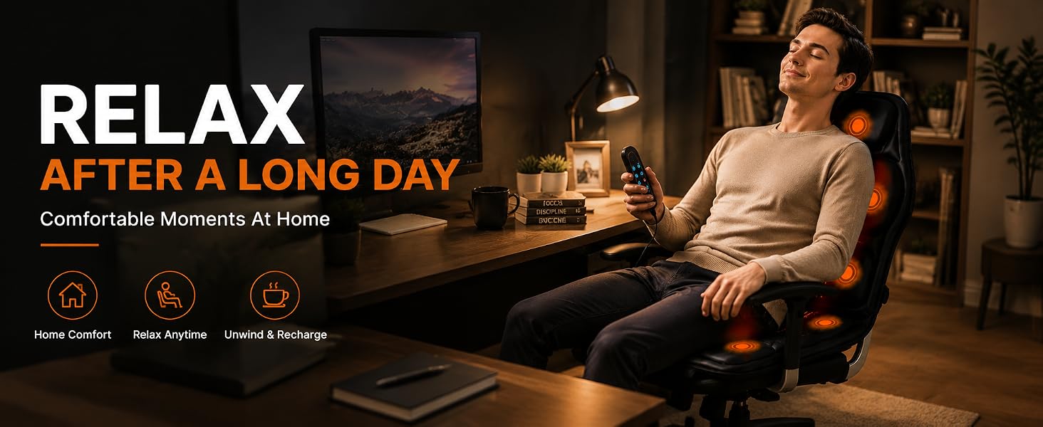 Relax at home with heated massage cushion after work.