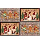 Xmas Placemats Set of 4 Washable Table Place Mats for Dining Kitchen Party Decor