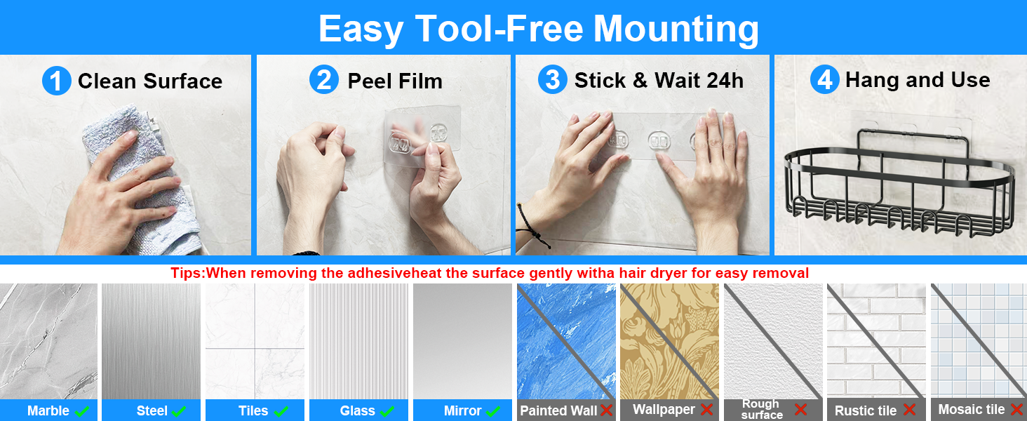 Adhesive Bathroom shelves