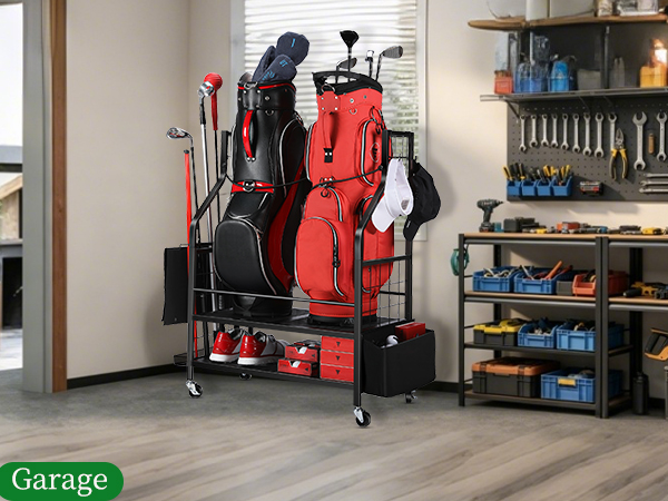 Golf Bag Storage Rack for Garage, Golf Bag Organizer and Golf Accessories, Golf Bag Storage Stand