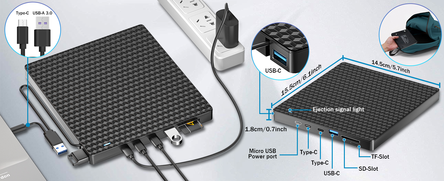Black textured heating pad or mat with control unit and technical specification diagrams showing features and dimensions.