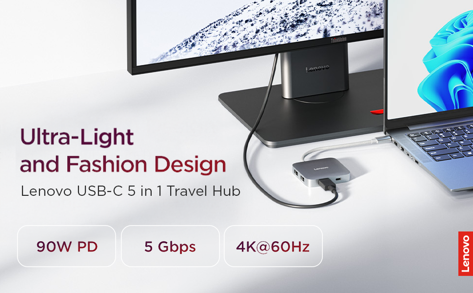 USB-C 5-in-1 Travel Hub - Ultra-light and Fashion Design
