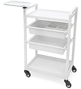 Beauty Salon Fully Assembled Trolley Storage Organizer White Cart with 4 Drawers Elitzia ETST19