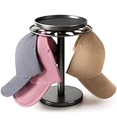 kondyfayo 360° Rotating Hat Organizer for Baseball Caps, Stainless Steel Hat Rack Holder with Top...