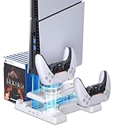 PS5 Slim Charging Station, PS5 Slim Stand with Cooling Station and Controller Charging Station, B...