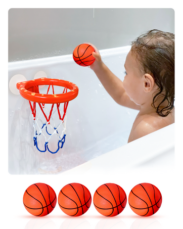 bath toys bathtub basketball hoop for toddler kid boy and girl fun play water toy bathtime 4 balls