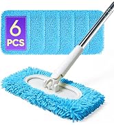 6 Pack Reusable Microfiber Mop Pads Compatible with Sweeper Mops, Replacement Mopping Pads Dry Sw...