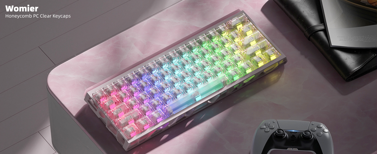 Clear Keycaps, Pink Shine Through Keycaps, Jelly Keycap Transparent keyboard Caps