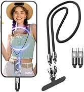 Ephoou 2 in 1 USB-C Phone Lanyard Cable, 240W Fast Charging &amp; Data Transfer Strap, Crossbody Type...
