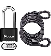 Disecu Heavy Duty Long Shackle 4 Digit Combination Lock Outdoor Waterproof Resettable Padlock wit...