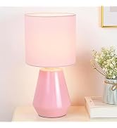 Lampwell Vane Small Modern Ceramic Table Lamp, Light Pink, 7.09H13.39IN, Bulb Excluded, Living Ro...