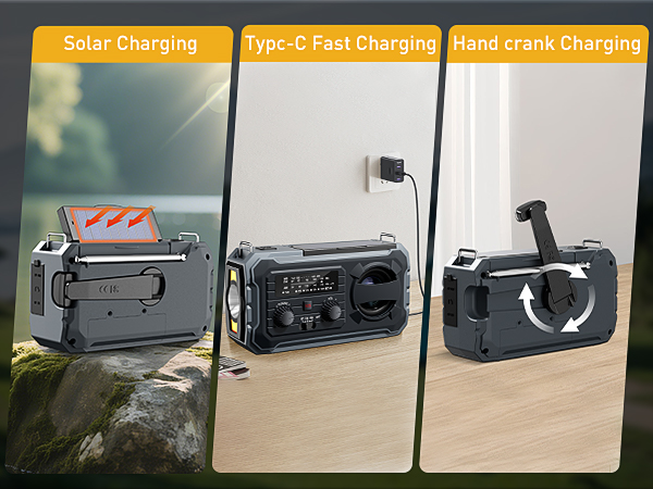 Hand Crank Emergency Radio, 10000mAh Weather Radio with AM/FM/NOAA