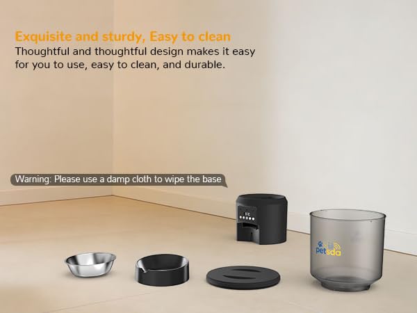 Automatic Cat Feeders 4L Timed Cat Dry Food Dispenser, Dual Power Supply Programmable Portion Size