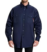 SRsafety Hi Vis FR Work Shirts,7.0oz Long Sleeve Flame Resistant Shirts for Men,100% Cotton High ...