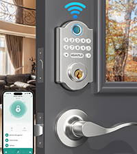 Smart WiFi Door Lock Set: HEANTLE Keyless Entry Front Door Lock Fingerprint Electronic Digital Keypa...