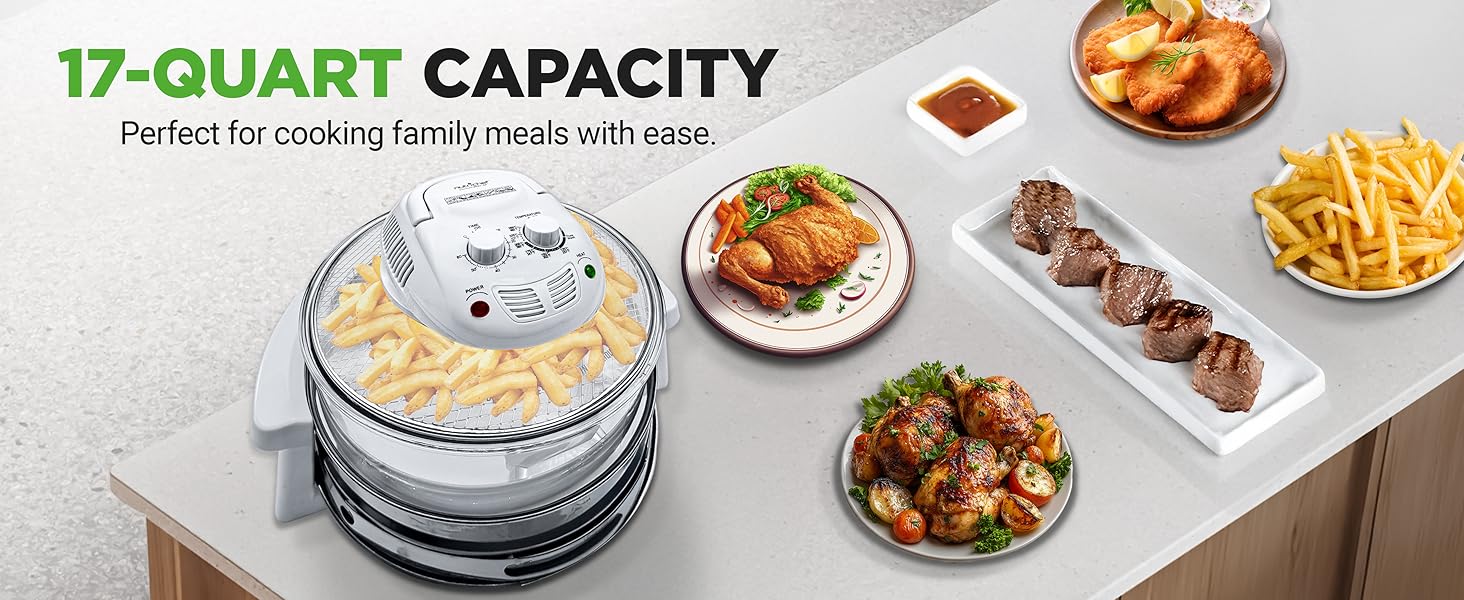 hassle-free cooking method. Simply place the food inside the hot air fryer, set the temperature