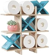HOMBYS Tic Tac Toe Toilet Paper Holder for Bathroom,Rustic Wooden Storage Shelves for Toilet Tiss...
