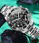 OLEVS Mens Watches Chronograph Watch Luxury Dress Stainless Steel Waterproof Watches for Men Moon...
