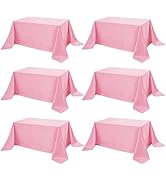 Dailyset 6-Pack Pink Tablecloths for Rectangle Tables, 90 x 132 Inches, Stain-Resistant Polyester...