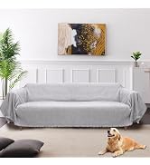 VINGVO Chenille Couch Cover for Dogs Cats, Washable Reversible Tassel Edge Antislip Thickened Sof...