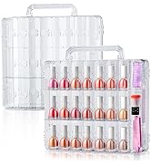 SUBAY 2 Pcs Portable Nail Polish Organizer, Clear Double Side Nail Polish Holder,Gel Nail Storage...