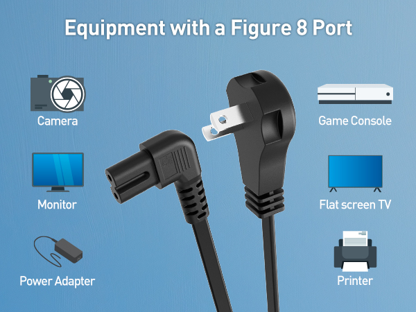 2 Prong Right Angle TV Power Cord 