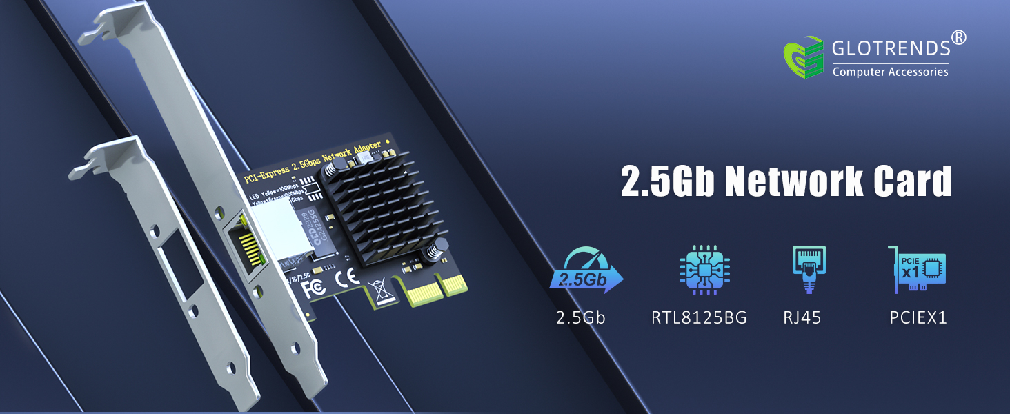 GLOTRENDS LE8105 2.5Gb Network Card for Desktop PC/Server