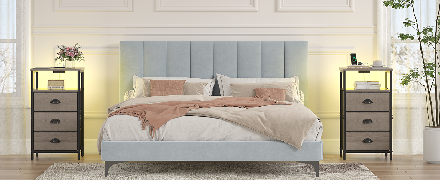 LED nightstand with drawer for living room bedroom