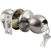 BESTTEN Keyed Entry Door Knob with Lock, Interior and Exterior Door Lock, Standard Ball, Satin Ni...