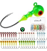 Dovesun Jig Heads for Fishing, Painted Jigheads with 3D Eye Ball Glowing Walleye | Bass | Crappie...