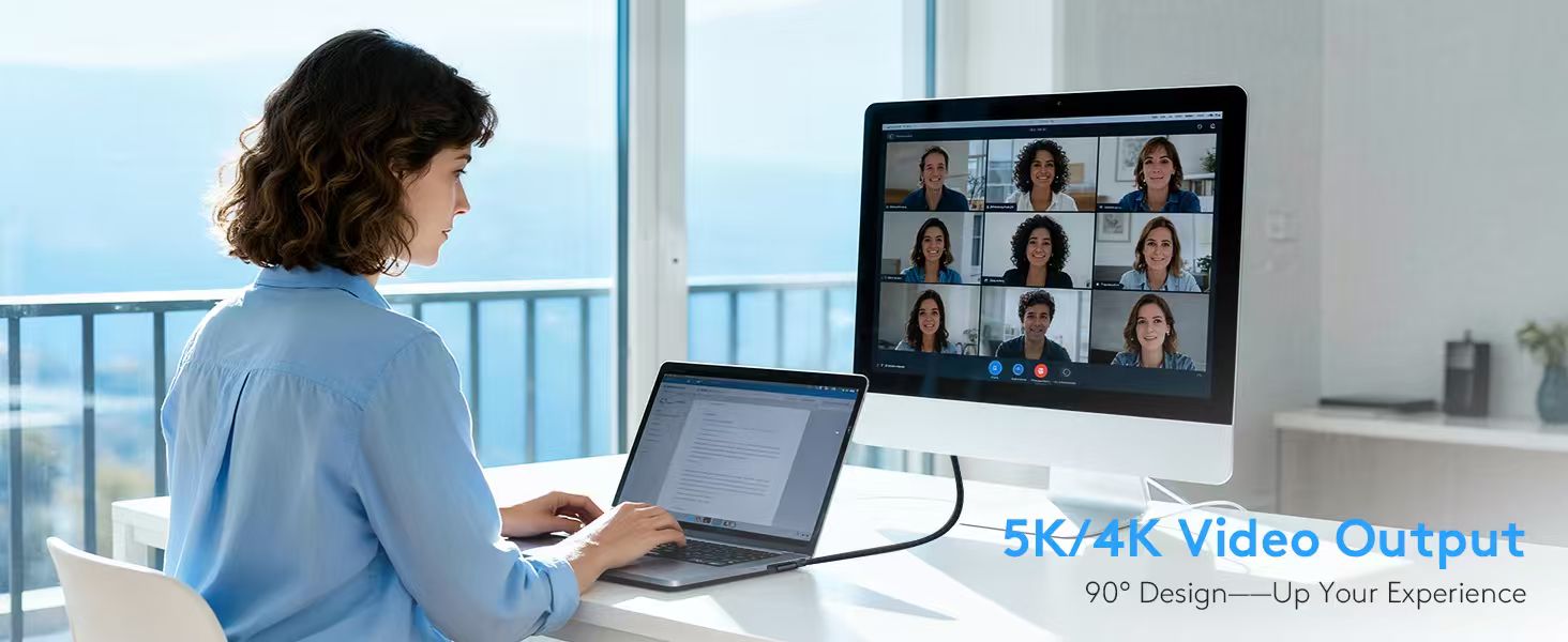 4k 5k 6k 8k 60hz 30hz monitor video output 90 design right angle 100w display usbc to usbc