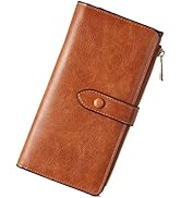 BOSTANTEN Leather Wallets RFID Blocking Large Capacity Trifold Card Holder Ladies Phone Clutch Brown