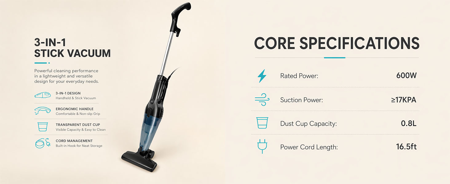corded stick vacuum cleaner
