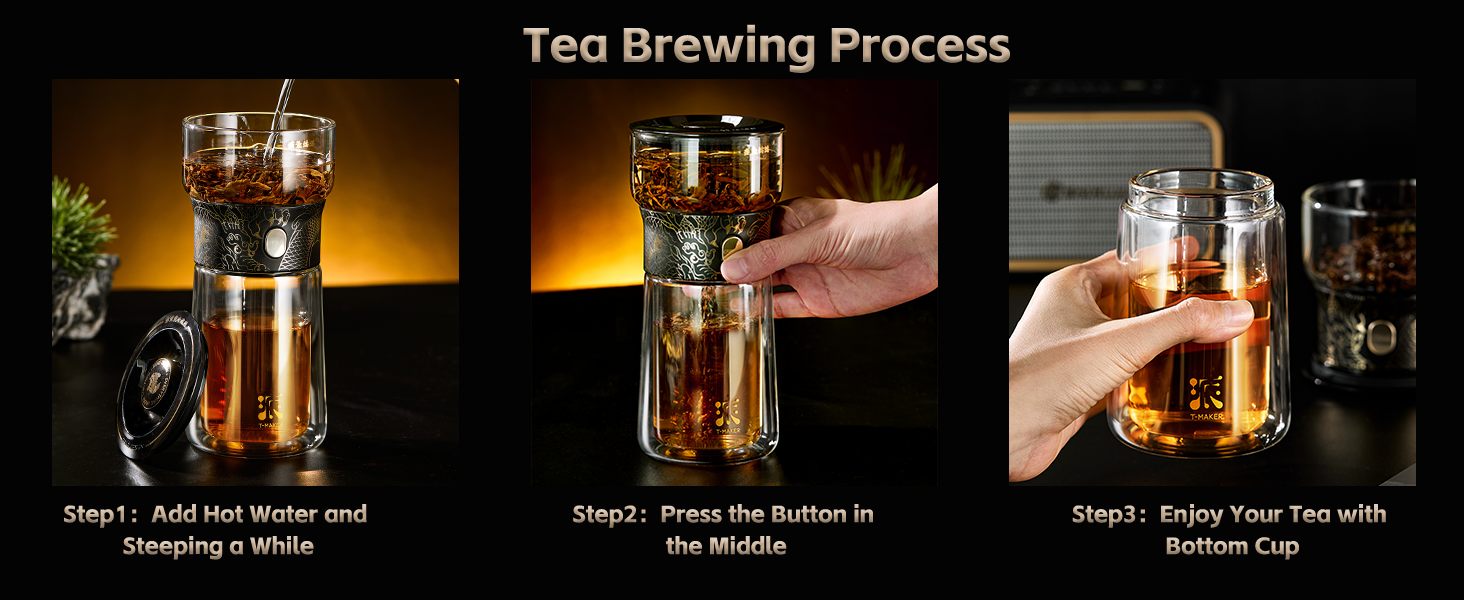 ZENS Modern 3-in-1 Smart Small Glass Tea Infuser Teapot