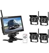 EVERSECU 4pcs Wireless Vehicle Backup Cameras Plus 7" Monitor Parking Assistance System for RV/SU...