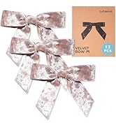 LaRibbons Soft Pink Velvet Bows for Christmas Tree - Eye-Catching Sparkle in Light, Christmas Bow...