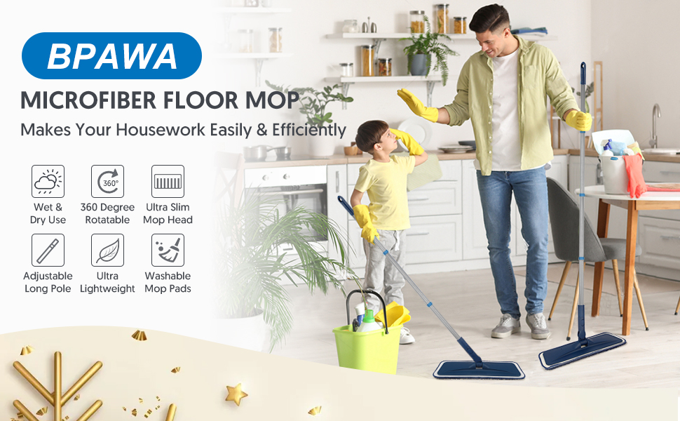 a man and a child cleaning the floor