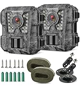 WOSPORTS Mini Trail Camera 2 Pack 24MP 1080P HD Trail Cam with Night Vision Motion Activated Game...