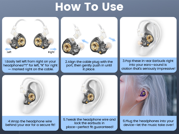 Wired Gaming Earbuds with Mic, 3-Way Adjustable Tuning Switch Detachable Cable IEM Earphones