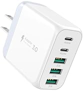 USB C Charger Block,EIZLXQ Type C Charger Fast Charging,50W 5-Port USB Wall Charger Multiport Typ...