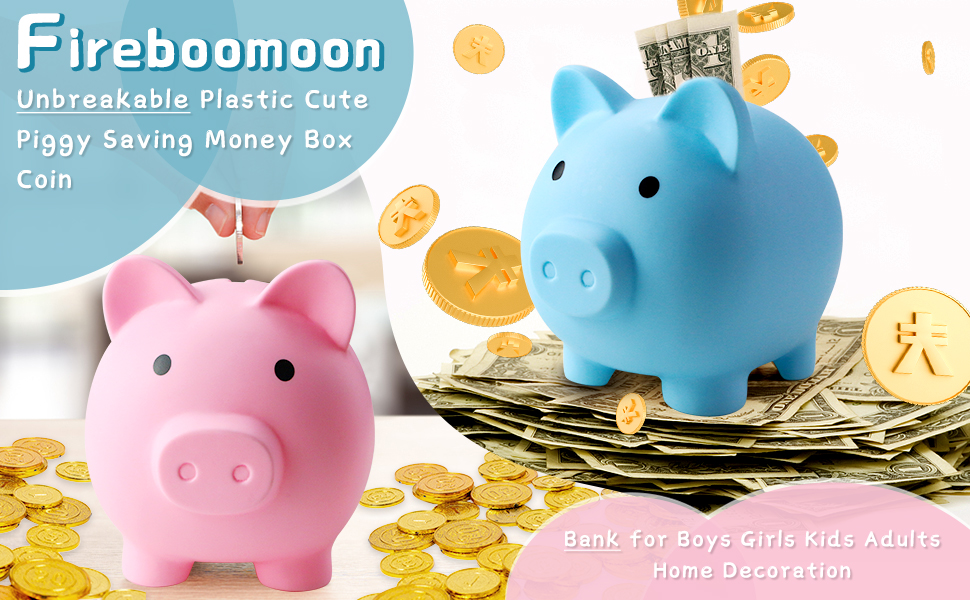Plastic Cute Piggy Saving Money Box Coin Bank for Boys Girls Kids Adults Home Decoration