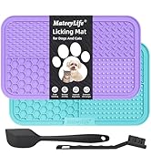 MateeyLife 2PCS Large Lick Mat for Dogs with Suction Cups, Slow Feeder Bowls, Cat Lick Mat for An...