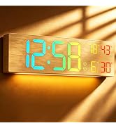 18.5" Large Digital Wall Clock, Big LED Digital Clocks, Remote, RGB Display | Dual Alarm Clocks w...