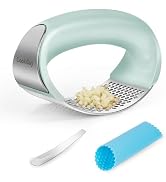 Cook Guy 304 Stainless Steel Garlic Press Rocker Set - Premium Garlic Mincer, Crusher, Peeler, an...