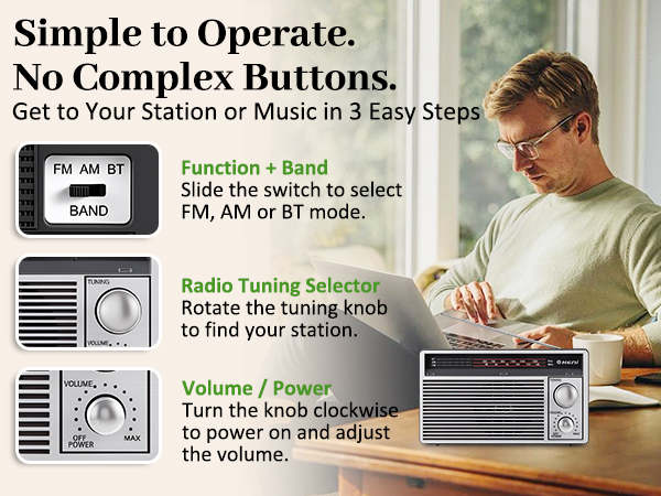 G Keni Portable AM/FM Radio Portable with Bluetooth