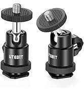 UTEBIT 2 Pack Mini Ball Head with 1/4" Hot Shoe Mount Adapter Max Load 1.1lb 360° Swivel Tripod B...