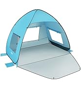 TOBTOS UPF 50+ Pop Up Beach Tent, Easy Set Up Beach Umbrella, Sun Shelter for 2-3 People UV Prote...