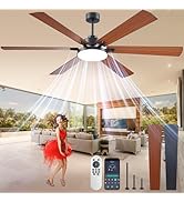 DIAMONDFORGE 72 inch Ceiling Fans with Lights and Remote Control,Indoor/Outdoor Flush Mount Low P...