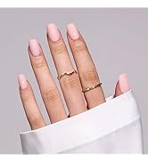 MelodySusie Press-On Nails Short Square Petale Pink, long-lasting &amp; glossy finish. Reusable with ...