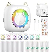 HUIJUTCHEN Mini Printer Portable, Bluetooth Pocket Thermal Sticker Printer with 10 Rolls Thermal ...